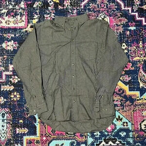 Eddie‎ Bauer Mens Shirt Tall Large LT Brown Plaid Button Up Long Sleeve Dress